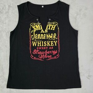 Womens Black Tank Top Sz XL Tennessee Whiskey / Strawberry Wine Graphic Print